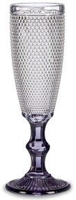 Kieliszek do szampana z wzorem i barwioną nóżką, 185 ml, 6 sztuk
