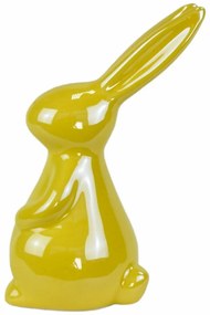 Dekoracje wielkanocne Żółty zajączek, ceramika,8,3 x 14,3 x 6 cm