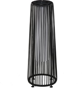 Outsunny Lampka Ogrodowa Zewnętrzna, Solarna, 8 Godzin Pracy, Wygląd Rattanu, Czarny, 21,5 x 21,5 x 61 cm