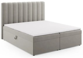 Szare łóżko boxspring ze schowkiem 180x200 cm Gina – Milo Casa