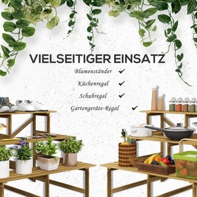 Outsunny regał na rośliny półka na kwiaty regał na kwiaty półka na rośliny stojak na kwiaty 3 stopnie drewno jodłowe kolor ciemnobrązowy 120 x 80 x 80 cm