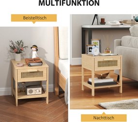 HOMCOM Stolik Nocny, Szafka Nocna, Stolik boczny z Szufladą, MDF 40 x 40 x 48,4 cm