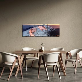 Obraz - Zimowa panorama górska II. (z zegarem) (90x30 cm)