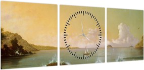 Obraz - Martin Johnson Heade, Rio de Janeiro Bay, reprodukcje (z zegarem) (90x30 cm)