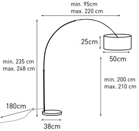 Luk Nowoczesna lampa łukowa czarna z abażurem boucle taupe 50 cm - XXL Nowoczesny Oswietlenie wewnetrzne