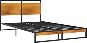Czarne metalowe łóżko małżeńskie w stylu loft 140x200 cm S2-H50