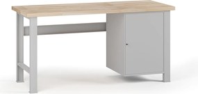 Stół warsztatowy G7, blat bukowy, 1700 x 685 x 840 mm, 1x szafka, szary