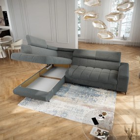 Masseno Narożnik MORIVA z funkcją spania i pojemnikiem na pościel Narozniki L, Rozkładana sofa - Szary, QUELLE 92