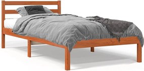 Rama łóżka dla dorosłych 90x190 cm z litego drewna sosnowego z brązowym woskiem i solidnymi listwami bez materaca