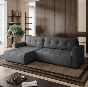 Narożnik w kształcie L VIENNA, tkanina Lambi, Grafitowy, Lewy