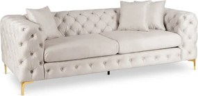 Sofa SORRENTO 3S Trzyosobowa Kremowa Welurowa Nowoczesna Glamour