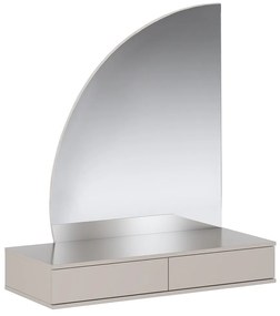 Toaletka wisząca z lustrem i oświetleniem LED - 2 szuflady - Beżowy mat - JINEZA