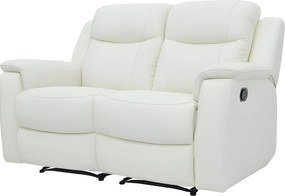 Kanapa skórzana 2-osobowa EVASION z funkcją relax - biały kość słoniowa