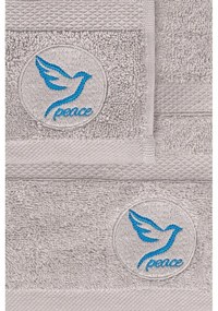 Szare bawełniane ręczniki zestaw 2 szt. frotte Peace – Foutastic