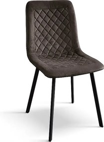 Zestaw 4 krzeseł z brązowego aksamitu i metalowymi nogami w kolorze antracytowym - NOHO