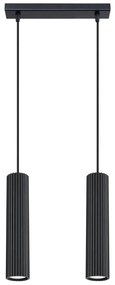 Lampa wisząca KARBON 2 czarna ryflowana SOLLUX  LIGHTING