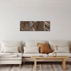 Obraz - Liście palmowe, akwarela (z zegarem) (90x30 cm)