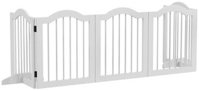 PawHut Składana bramka dla psów 5 paneli elastyczna drewniana biała 2545x295x61 cm | Aosom PL