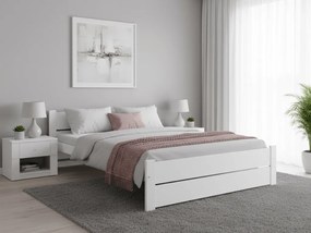 Łóżko IKAROS DOUBLE 160 x 200 cm, białe Stelaż: Bez stelaża, Materac: Materac Deluxe 10 cm