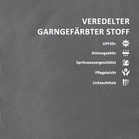 Outsunny Poduszka na siedzisko 120 x 47 x 9,5 cm odporna na wodę z paskami, zagłówek, UPF50+ Ciemnoszara