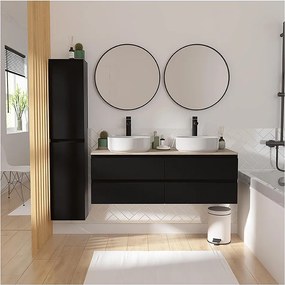 Sorrento 120 cm wisząca szafka pod umywalkę z podwójną umywalką i wysoką szafką