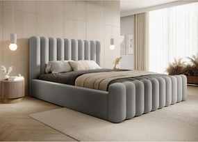 Trwałe łóżko tapicerowane Mona VII, nowoczesny design, pojemna skrzynia, łatwa w pielęgnacji tkanina 200x200 cm, jesion