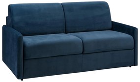 Kanapa 3-osobowa rozkładana z weluru CALIFE - Kolor granatowy - Łóżko 140  cm - Materac 22 cm z pamięcią kształtu