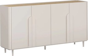Komoda Amilio 200 cm czterodrzwiowa na nóżkach - kaszmir / dąb olejowany / uchwyty kaszmir