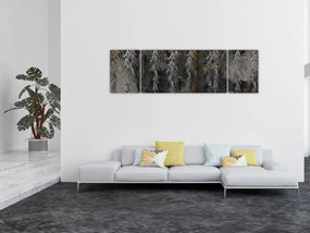 Obraz - Gałązki wierzby na czarnym tle (170x50 cm)