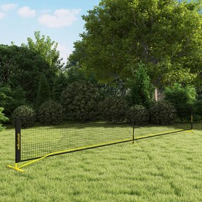 Przenośna sieć do pickleballa SPORTNOW, metalowy stelaż, siatka z tkaniny, z torbą transportową, Żółty