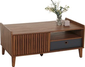 Stolik kawowy MCW-M48,  orzechowy wygląd, ciemnoszara szuflada