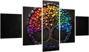Obraz – Drzewo pełne kolorowych serc (125x70 cm)