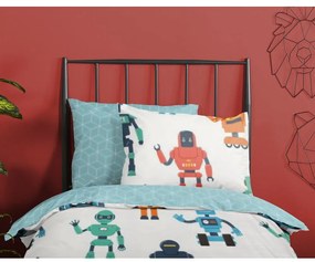 Pościel dziecięca z bawełny Good Morning Robots, 140x220 cm