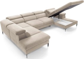 Kremowa kanapa narożna w kształcie litery u C6-S18