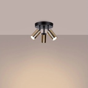 Plafony nowoczesny Glois, stal - 3 źródło światła 3000K - L.19.5 x H.20 cm - czarny/złoty