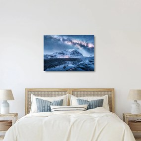 Obraz na szkle gór z gwieździstym niebem (70x50 cm)