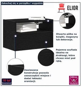 Wisząca czarna szafka nocna R9-Z01