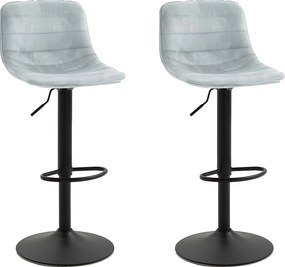 Zestaw 2 krzeseł barowych z regulacją wysokości - materiał i metal - jasnoszary - TITUS