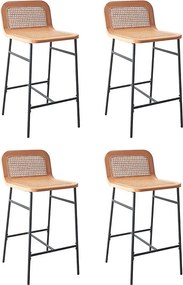 Zestaw metalowych krzeseł wyspowych i barowych SANA z siedziskiem z trzciny 65 cm
