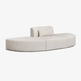 Modułowa Sofa Z 1 Elementem I 2 Trójkątnymi Pufami W Tkaninie Boucle Borjan Chenille Biały - Sklum