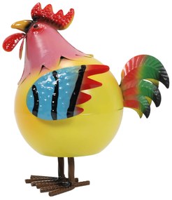 Kolorowa figurka metalowy kogut, 21 x 25 x 28 cm