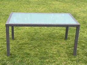 Szary stół obiadowy z technorattanu 150 x 90 cm
