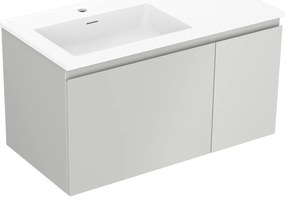 Mexen Orio szafka łazienkowa 90 cm z umywalką Otis lewą, 1S, 1D, szara mat/biała mat - 91A13-09047-3-BBFF62-W18L01