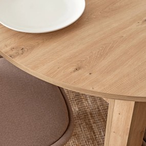 Zestaw Stół Okrągły Rozkładany HARRY 102-142 cm Dąb Artisan i 4 Krzesła NEVEL Beżowe Skandynawskie