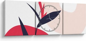 Obraz - Różowa abstrakcja kwiatowa N⁰1 (z zegarem) (90x30 cm)