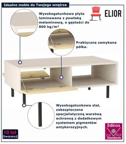 Nowoczesny stolik kawowy na nóżkach kaszmir + dąb artisan A3-S20