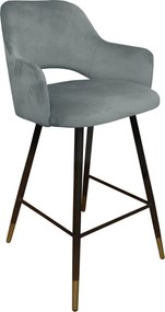 Hoker Milano krzesło barowe tkanina Welur podstawa metalowa : Kolor nogi - Czarna stożek, Kolor tkaniny - VELVET - MG17, Typ siedziska - Siedzisko stałe