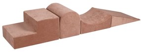 Beżowy aksamitny piankowy plac zabaw 4 szt. wysokość 30 cm 45x193 cm Montessori – Meowbaby