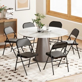 HOMCOM Zestaw 2 Składanych Krzeseł Biurowych, Metalowe Nogi, Składany Fotel do Biura i Poczekalni, Ekoskóra, Czarny | Aosom PL