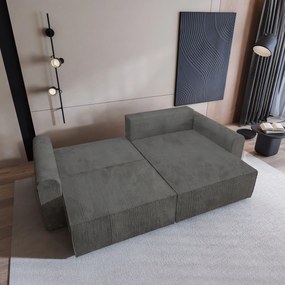 Masseno Narożnik FIANO z funkcją spania i pojemnikiem na pościel Narozniki L, Rozkładana sofa - Szary, POSO 60